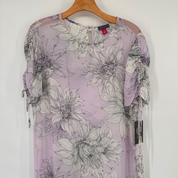 Vince Camuto Floral Print Lilac tunic cover up semi sheer size medium new $99 - Picture 8 of 11